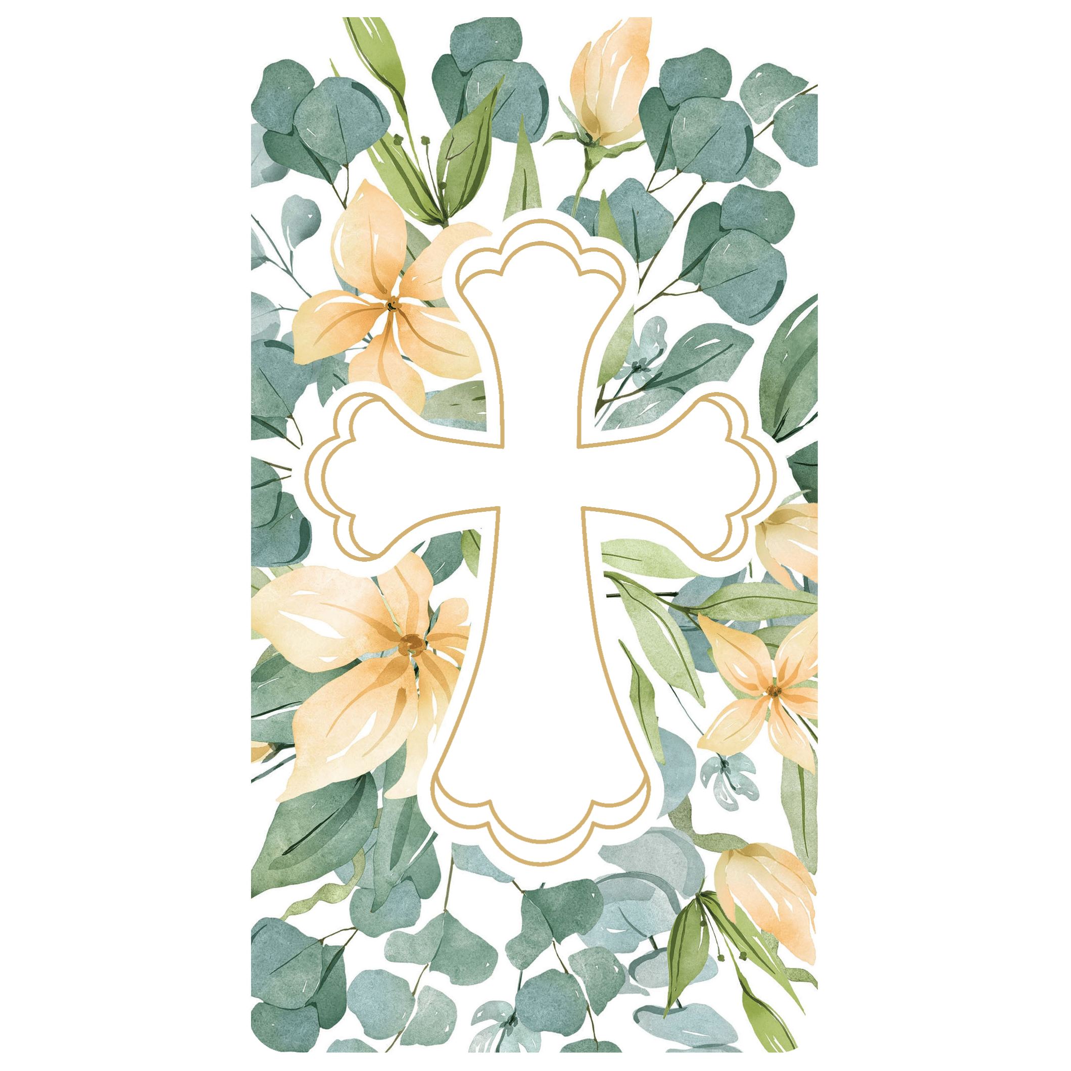 Green leaves cross money holder card from Pictura's Everyday Cards collection featuring a nature-inspired design.